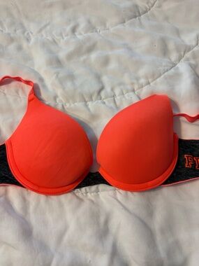 PINK Victoria's Secret Neon Orange Push-Up Bra